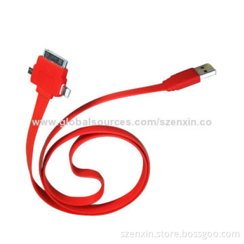 3-in-1 Multifunction charge cable for iPhone, with 30-pin Micro USB Adapter